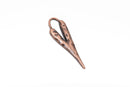 5 HEART Charm Pendants, hammered copper metal, stylized elongated heart, 60x18mm, 2-3/8" long chc0083