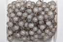 13 feet (4.33 yards) FROSTED GREY Crystal Rondelle Rosary Chain, gunmetal, 8mm faceted rondelle glass beads, fch0528b