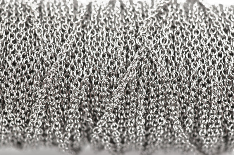 1 yard (3 feet) of STAINLESS STEEL CABLE Link Chain, fine chain, thin chain, oval soldered links are 2mm x 1.5mm  fch0327a