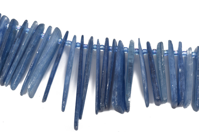 KYANITE Denim Blue Stick Beads, Spike Dagger Gemstone Beads, natural kyanite, full strand, about 80-90 beads, 5/8" to 1-3/4" long gky0007