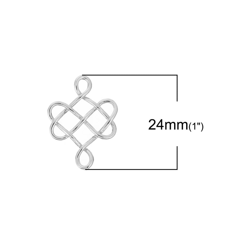 3 Silver Celtic Knot Charm Pendants, Infinity Knot Charms, Connector Links, 24x18mm, chs2715