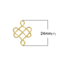 3 Gold Celtic Knot Charm Pendants, Infinity Knot Charms, Connector Links, 24x18mm, chg0524