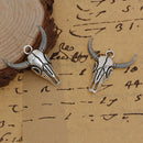 10 Silver Tone Metal Longhorn COW SKULL Charms or Pendants, 30x27mm, chs2717