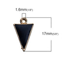 10 Gold Plated ARROWHEAD TRIANGLE Pendants Charms, black enamel, gold plating, chg0527