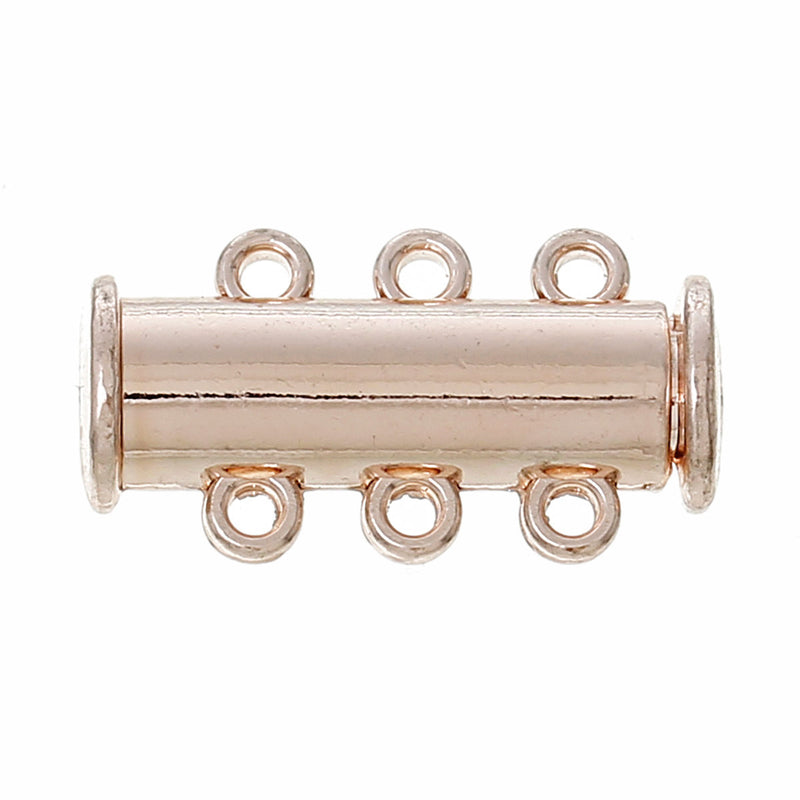2 MAGNETIC Rose Gold Brass 3-strand Slider Connector Clasps, 20x5mm  for Multi Strand Bracelets and Necklaces, fcl0212