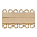 3 MAGNETIC Matte Light Gold Brass 6-strand Lock Connector Clasps, 35x22mm  for Multi Strand Bracelets and Necklaces, fcl0213