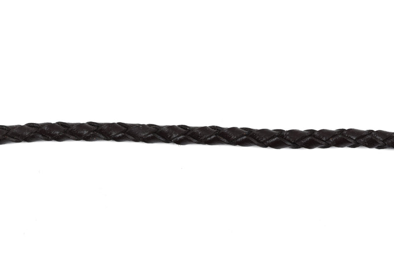 4mm BROWN Round Braided Licorice Leather, European Leather Cord, flexible, 1 yard (3 feet), Lth0009