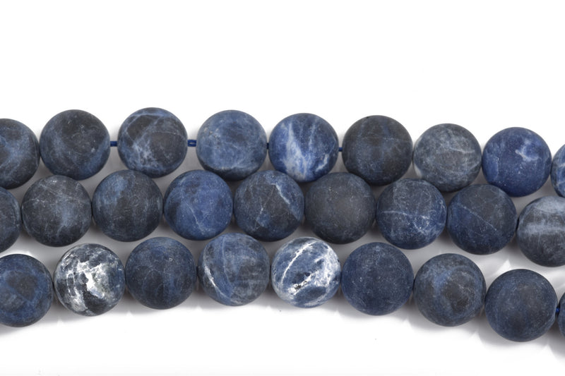 8mm SODALITE Round Gemstone Beads, FROSTED denim blue, white, grey, full strand, about 46 beads, gsd0011