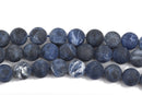 6mm SODALITE Round Gemstone Beads, FROSTED denim blue, white, grey, full strand, about 68 beads, gsd0010
