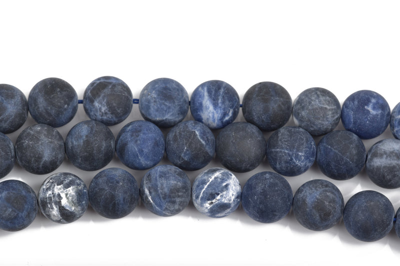 10mm SODALITE Round Gemstone Beads, FROSTED denim blue, white, grey, full strand, about 38 beads, gsd0012