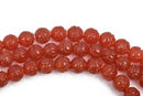 10mm CARNELIAN Round Gemstone Beads, Carved into Rose Shape, full strand, about 38 beads, gcr0005