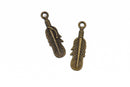 10 Bronze FEATHER Charms, Bronze oxidized metal charms, Bronze feather pendants, 27x8mm, 1-1/8" long chb0518