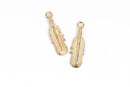 10 Light Gold FEATHER Charms, Light Gold oxidized metal charms, Light Gold feather pendants, 27x8mm, 1-1/8" long chg0600
