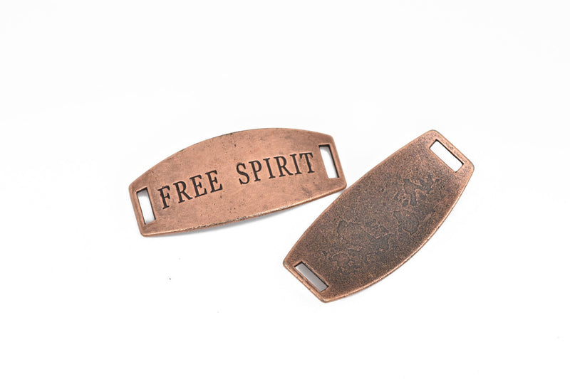 5 FREE SPIRIT Bracelet Connector Links, copper bar charms, curved bracelet charms, 45x20mm, chc0085