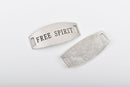 5 FREE SPIRIT Bracelet Connector Links, silver bar charms, curved bracelet charms, 45x20mm, chs2851