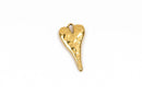 5 HEART Charms, hammered gold metal, stylized elongated heart, 27x14mm, 1-1/8" long chg0603