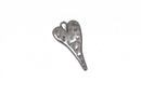 5 HEART Charm Pendants, hammered gunmetal metal, stylized elongated heart, 27x14mm, 1-1/8" long cho0212