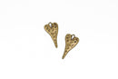 5 HEART Charm Pendants, hammered bronze metal, stylized elongated heart, 27x14mm, 1-1/8" long chb0521