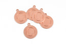 10 Copper Border Circle Disc Charm, metal stamping blanks with top loop, 13mm (1/2") 18 gauge, msb0413