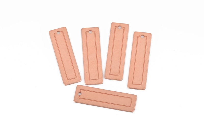 10 Copper Border Rectangle Charms, metal stamping blanks, 30x9mm, 18 gauge, msb0409