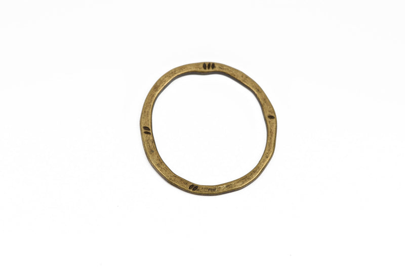 5 Bronze Hammered Rings, Circle Washer Connector Links, Hammered Metal Charms, 32mm, chb0523