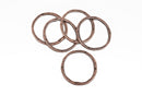 5 Copper Hammered Rings, Circle Washer Connector Links, Hammered Metal Charms, 32mm, chc0090