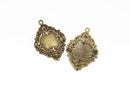 5 Bronze Charms, fancy Victorian floral design, frame charms, 42x30mm, chb0524