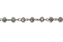 13 feet MUSHROOM GREY Crystal Rondelle Rosary Chain, bronze, 8mm faceted rondelle glass beads, fch0530b