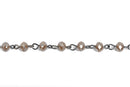 13 feet CARAMEL BROWN TAUPE Crystal Rondelle Rosary Chain, gunmetal, 6mm faceted rondelle glass beads, fch0531b