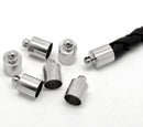 10 Silver Tone End Caps for Kumihimo Jewelry, Leather Cord End Connectors, Bails, Bead Caps, Fits 6mm cord, fin0630