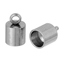 10 Stainless Steel End Caps for Kumihimo Jewelry, Leather Cord End Connectors, Bails, Bead Caps, Fits up to 5mm cord, fin0631
