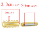 2 MAGNETIC Bright Gold Brass 6-strand Lock Connector Clasps, 33x14mm, for Multi Strand Bracelets and Necklaces, fcl0215
