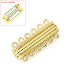 2 MAGNETIC Bright Gold Brass 6-strand Lock Connector Clasps, 33x14mm, for Multi Strand Bracelets and Necklaces, fcl0215
