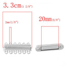 2 MAGNETIC Bright Silver Brass 6-strand Lock Connector Clasps, 33x14mm, for Multi Strand Bracelets and Necklaces, fcl0217