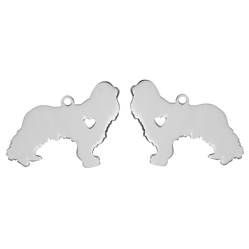 2 Stainless Steel DOG Charm Pendants, Design Metal Stamping Blanks 33x24mm, 15 gauge, chs2733