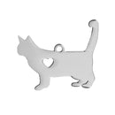 2 Stainless Steel CAT Charm Pendants, Design Metal Stamping Blanks 29x25mm, 15 gauge, chs2732