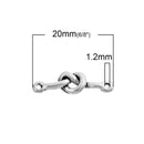 10 Silver Metal SQUARE KNOT Charm Pendants, double-hole connector links, 20x6mm, chs2729