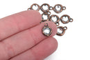 50 Copper Rhinestone Drop Charms, 10mm asymmetrical circle with faceted rhinestone embedded in center, chc0068b
