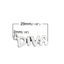 10 DIVA Charm Pendants, word quote affirmation charms, 29x11mm, chs2740