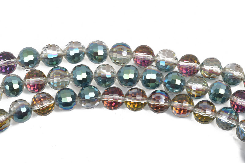 10mm NORTHERN LIGHTS Round Faceted Crystal Glass Beads, 1 strand, about 28 beads, bgl1596