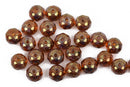 25 Rondelle Czech Pressed Glass Beads, 6mm faceted, amber topaz color with gold accents, bgl1597