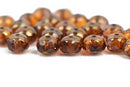 25 Rondelle Czech Pressed Glass Beads, 6mm faceted, amber topaz color with gold accents, bgl1597