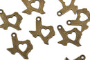 10 Bronze TEXAS Charm Pendants, Heart Cut Out State Texas Travel Charm Pendants, 23x19mm, chb0492