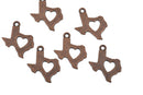 10 Copper TEXAS Charm Pendants, Heart Cut Out State Texas Travel Charm Pendants, 23x19mm, chc0070