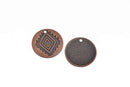 5 Southwest Charms, Copper Diamond Pattern Charms, Southwest Style Pendant Charms, 30mm, chs2869