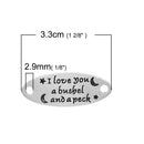 5 Stamped " I Love You a Bushel and a Peck" 2-hole Bracelet Connectors Silver Oval Links, 1-3/8" long, chs2749