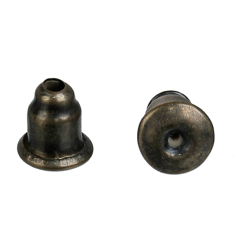 50 Bronze Ear Nuts, post earring stoppers, earring backs, 6x5mm  (25 pairs), fin0635