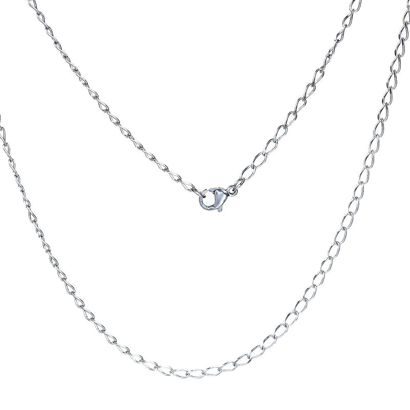 1 Thin STAINLESS STEEL Curb Link Chain Necklace with Lobster Clasp, 20" 5x2.5mm links, fch0556