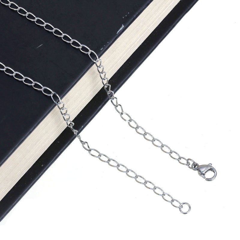 1 Thin STAINLESS STEEL Curb Link Chain Necklace with Lobster Clasp, 20" 5x2.5mm links, fch0556