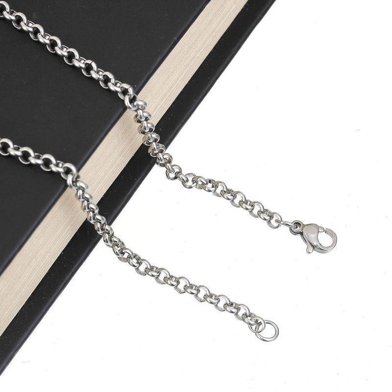 1 STAINLESS STEEL Rolo Chain Necklace with Lobster Clasp, 20" long 3.5mm links, fch0552